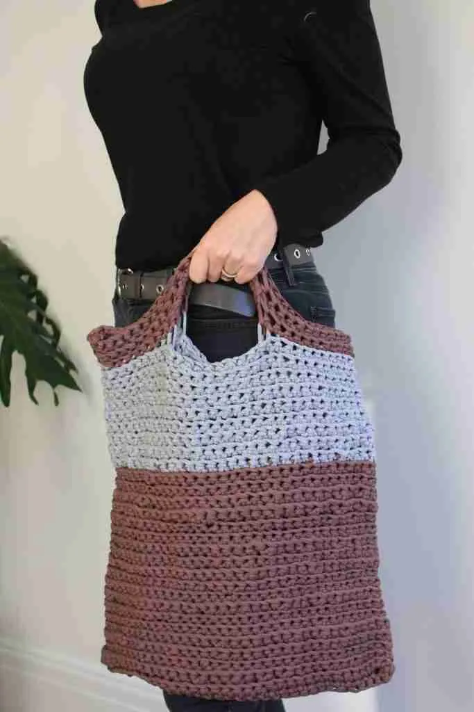 How to crochet a Hobo market style grocery tote bag